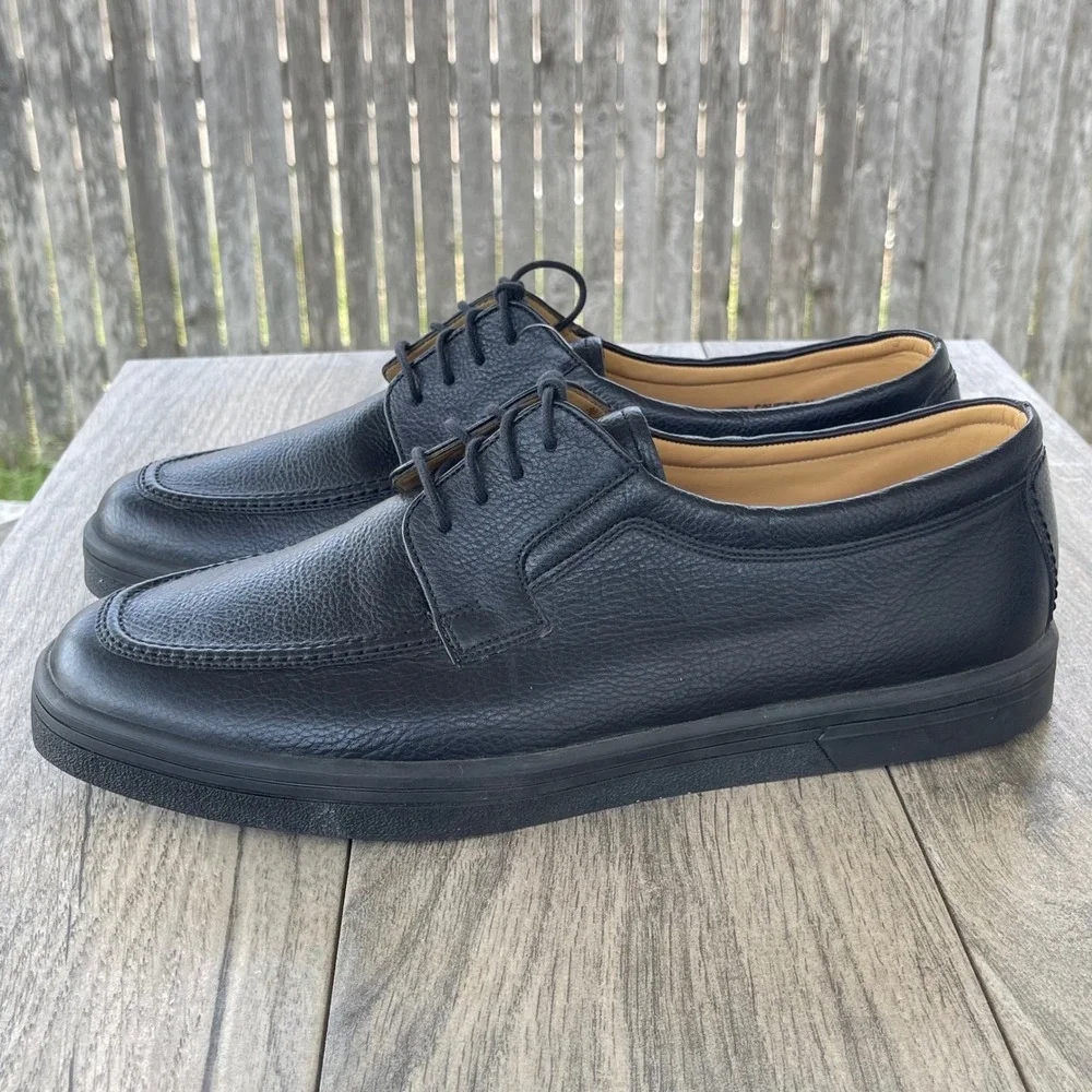 Bally Saveto Mens 10.5 EEE Wide Black Pebbled Leather‎ Derby Sneakers Swiss Made